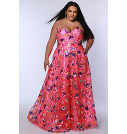 Strapless sequin a-line gown w/pockets JK2508