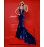 Velvet halter beaded strappy back mermaid 3071