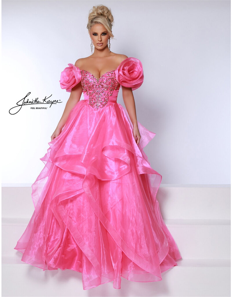 Off the shoulder ruffle organza ballgown 3036