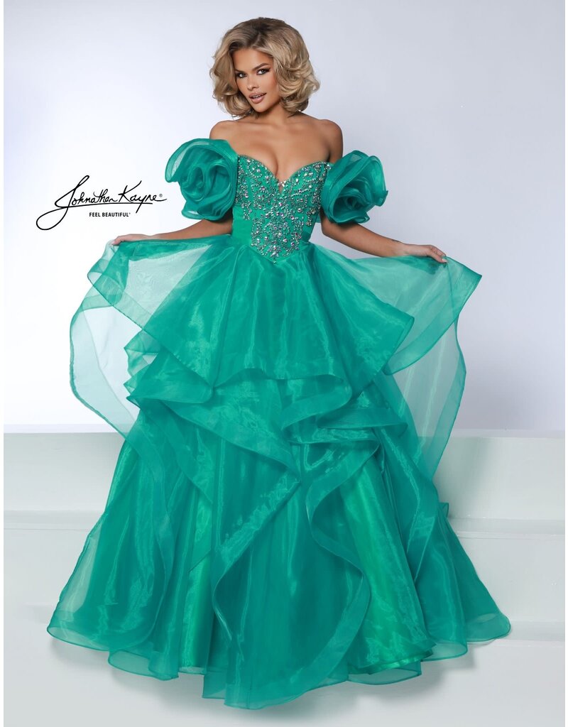 Off the shoulder ruffle organza ballgown 3036