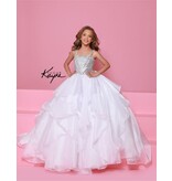 Sugar Kayne Beaded mesh tank organza ruffle ballgown C383