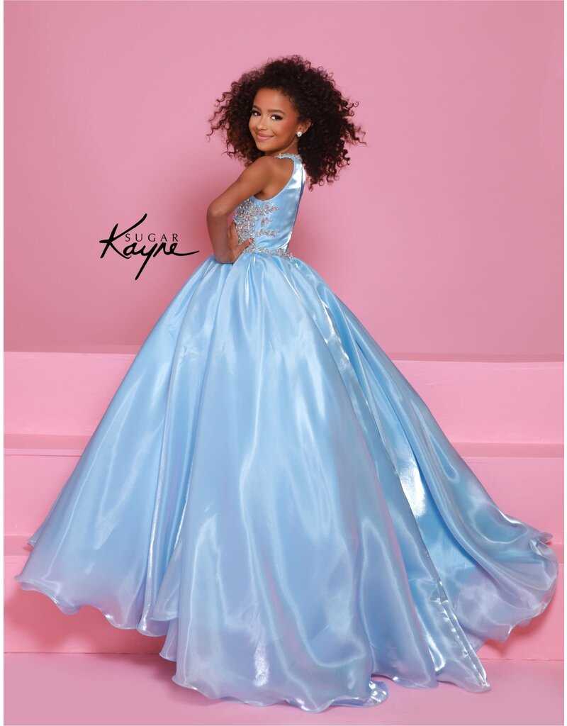 Sugar Kayne High neck crystal organza beaded bodice ballgown C379