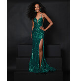 Sequin fitted tank v-neck w/leg slit 25251