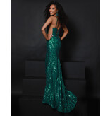 Sequin fitted tank v-neck w/leg slit 25251