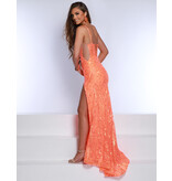 Sequin fitted tank v-neck w/leg slit 25251