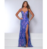 Sequin fitted tank v-neck w/leg slit 25251
