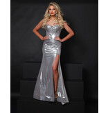 Strapless metallic corset bodice fit and flare 25272