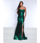 Strapless metallic corset bodice fit and flare 25272