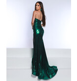Strapless metallic corset bodice fit and flare 25272