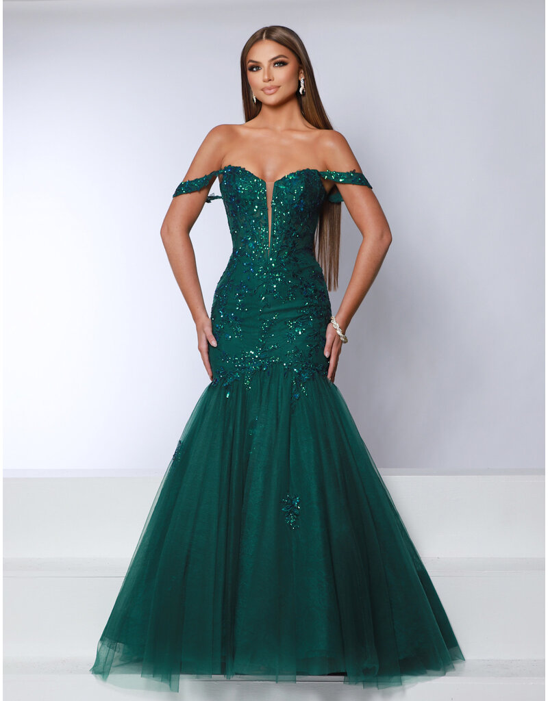 Off the shoulder beaded lace mermaid 25275