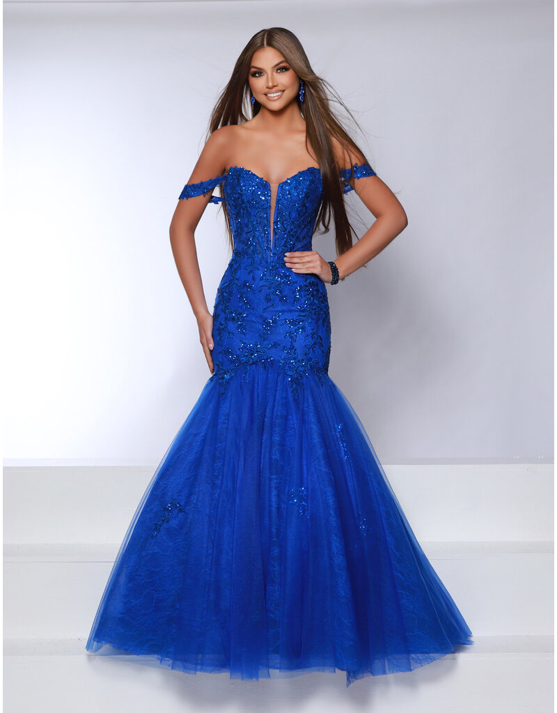 Off the shoulder beaded lace mermaid 25275