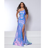 One shoulder sequin side cut out fitted gown 25347
