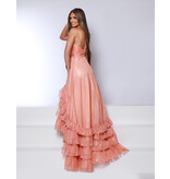 One shoulder shimmer chiffon a-line ruffle 25350