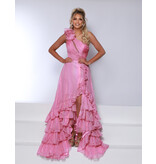 One shoulder shimmer chiffon a-line ruffle 25350