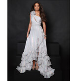 One shoulder shimmer chiffon a-line ruffle 25350