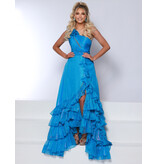 One shoulder shimmer chiffon a-line ruffle 25350