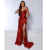 Spaghetti strap fitted metallic sequin fit and flare 25355