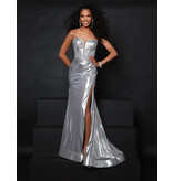Strapless beaded corset bodice rouched waist fit and flare 25382