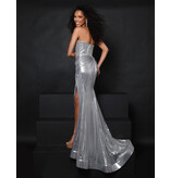 Strapless beaded corset bodice rouched waist fit and flare 25382
