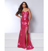 Strapless beaded corset bodice rouched waist fit and flare 25382