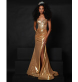 Strapless beaded corset bodice rouched waist fit and flare 25382