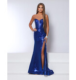 Strapless beaded corset bodice rouched waist fit and flare 25382