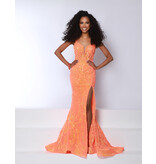 Sequin tank strap fitted gown w/leg slit 25257