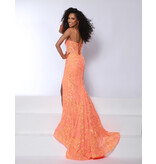 Sequin tank strap fitted gown w/leg slit 25257