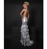 Spaghetti strap beaded metallic ruffle mermaid 25325