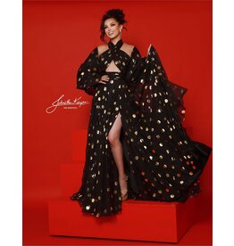 Long sleeve a-line gold foil dot gown DVL2