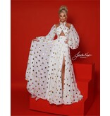 Long sleeve a-line gold foil dot gown DVL2