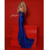 Strapless sequin lace corset fitted jersey gown 3107