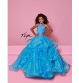 Sugar Kayne High neck sequin lace bodice ruffle ballgown C371