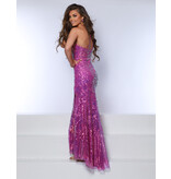 One shoulder fitted sequin gown w/leg slit 20103