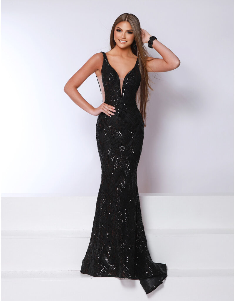 Tank v-neck sequin fitted mermaid gown 24373