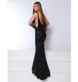 Tank v-neck sequin fitted mermaid gown 24373