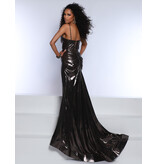 Spaghetti strap metallic corset bodice fitted gown 25321