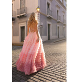 Spaghetti strap ruffle ombre ballgown C1420