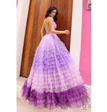 Spaghetti strap ruffle ombre ballgown C1420