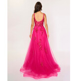 SCOOP NECK, SPLIT FRONT TULLE A-LINE 6626