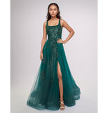 SCOOP NECK, SPLIT FRONT TULLE A-LINE 6626