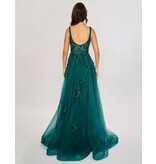 SCOOP NECK, SPLIT FRONT TULLE A-LINE 6626