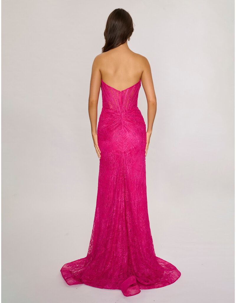 Strapless Lace, Stretch, front leg slit, 6646