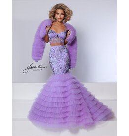 project runway kayne 2 piece beaded ruffle mermaid w/ruffle bolero DKS6