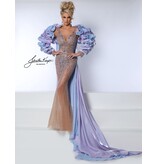RUFFLE SLEEVE/CAPE, STRAPLESS BEADED 3084