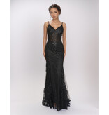 Spaghetti strap sequin corset bodice mermaid gown 1562