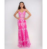 Spaghetti strap sequin corset bodice mermaid gown 1562