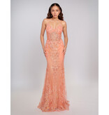 Spaghetti strap sequin corset bodice mermaid gown 1562