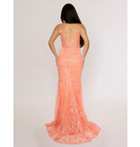 Spaghetti strap sequin corset bodice mermaid gown 1562