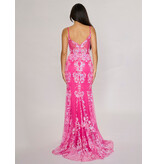 Spaghetti strap sequin corset bodice mermaid gown 1562